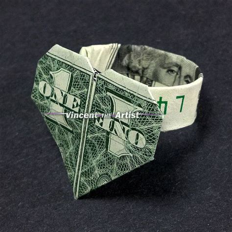 Dollar Bill Origami Heart Ring Money Origami Dollar Bill Origami