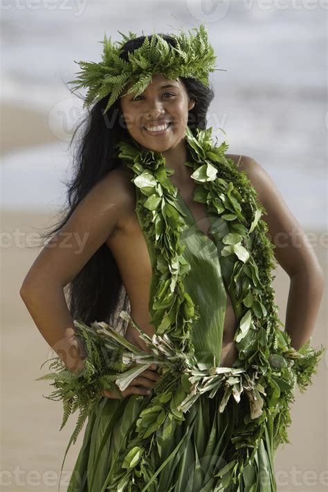 Hawaiian Hula Girl On The Beach Stock Photo At Vecteezy