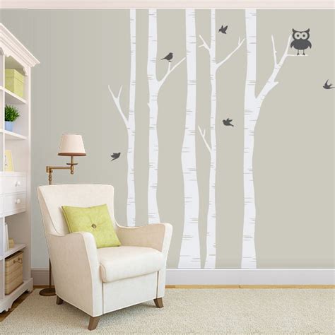 Birch Tree Wall Decal Owl Wall Decals Tree Decals Wall Sticker