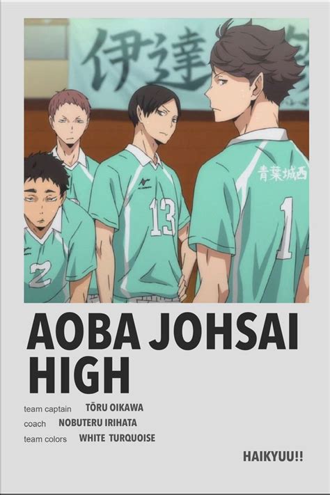 An Anime Poster With The Words Aoba Johsai High And Two Men In Green