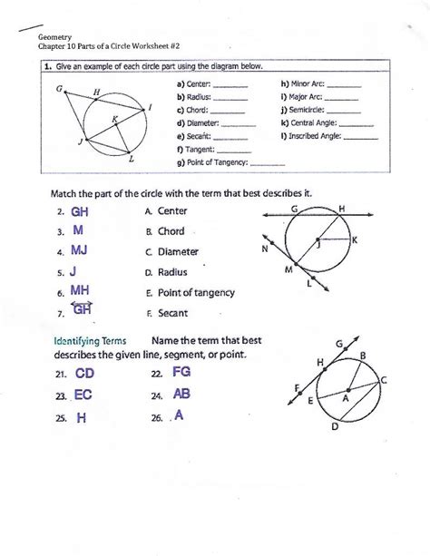 Solved Geometry Chapter 10 Parts Of A Circle Worksheet 12 Give An