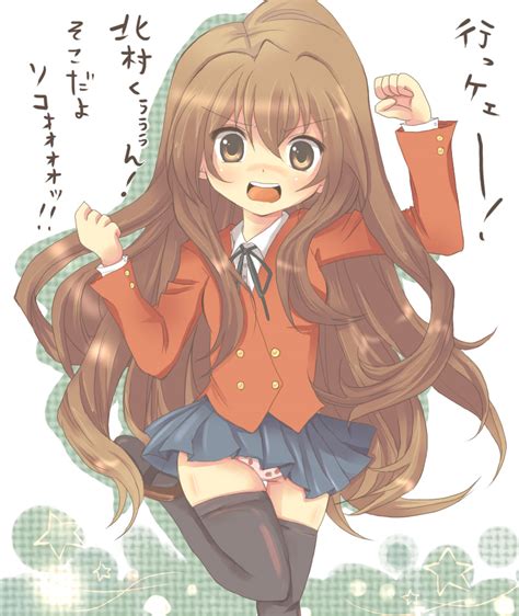 The Big Imageboard Tbib Aisaka Taiga Blush Brown Eyes Brown Hair Food Print Imo Mushi Long