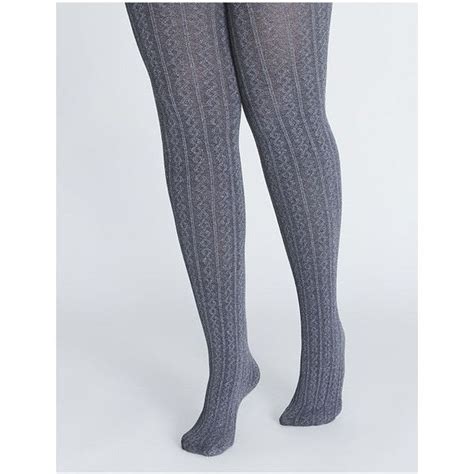 lane bryant heathered cable rib tight 20 liked on polyvore featuring intimates hosiery