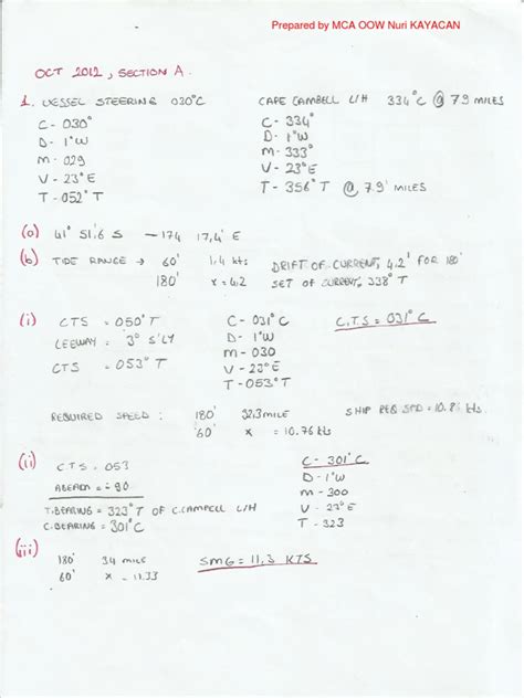 I do not claim to own this data in any way nor do i claim it as my own. Navigation Past Paper Answers-MCA OOW Unlimited Written Exam-Nuri KAYACAN | Navigation | Geography