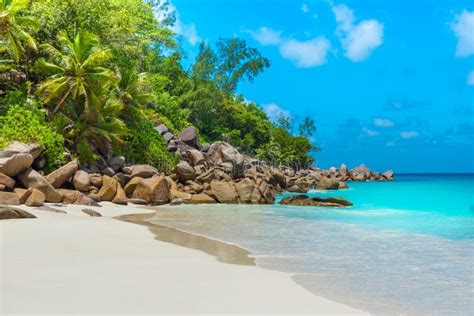 Paradise Beach Anse Georgette At Praslin Seychelles Stock Image