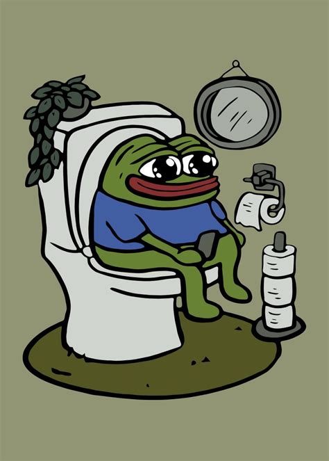 Pepe The Frog In Bathroom Poster Picture Metal Print Paint By