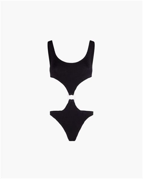 Reina Olga Synthetic Augusta Crinkle One Piece Swimsuit In Black Lyst