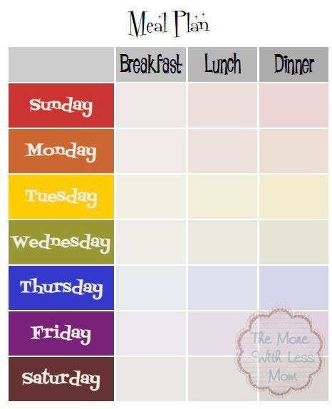 Red apple, milk snack dinners in children. Rainbow Retro Mid-Century Free Weekly Meal Plan Printable ...
