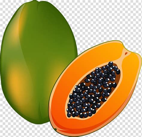 Papaya Illustration Cut Half Of The Papaya Transparent Background Png
