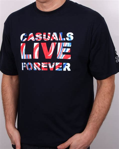 Live Forever T Shirt Navy 80s Casual Classics