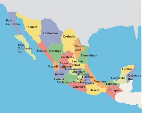 División Política De México Mapa De Los Estados Mexicanos México La Red