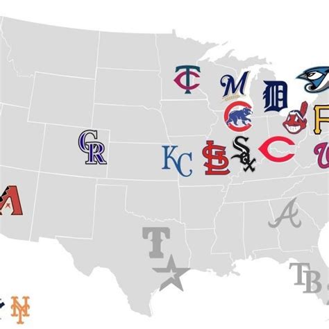 Map Of Baseball Stadiums Map Of Mlb Teams Exposures B