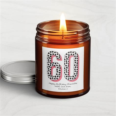 60th birthday personalised candle by dandy sloth