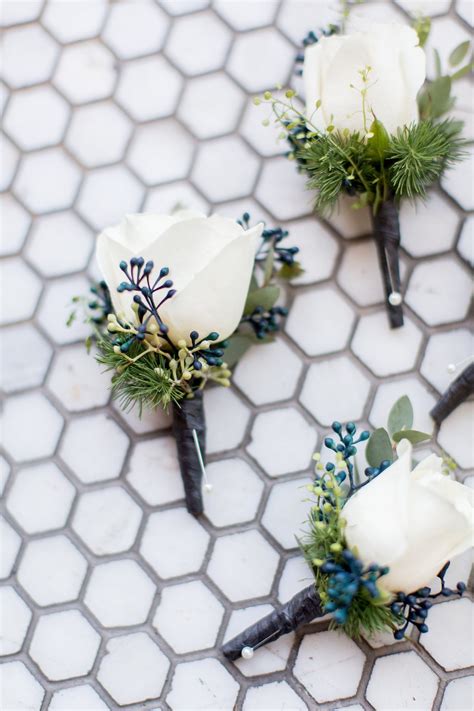 White Rose And Greenery Boutonniere