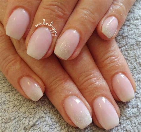 Pink And White Acrylic Fade With A Touch Of Glitter Happy Nails Nail