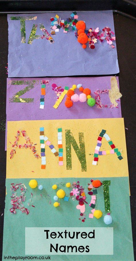 Textured Names Fun Name Recognition Craft Preschool Crafts Name