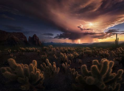 3840x2160 Storm At Cactus Desert 4k Wallpaper Hd Nature 4k Wallpapers
