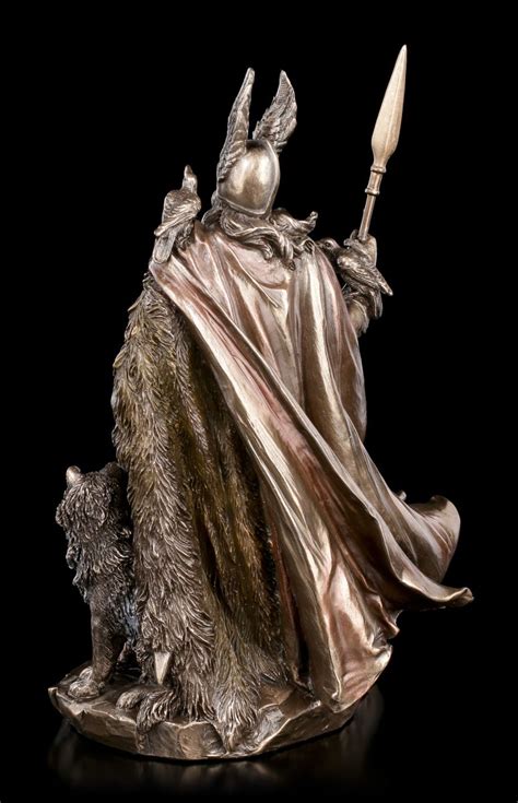 Odin Figur Mit Wölfen Nordischer Gott Göttervater Statue Wikinger Ase