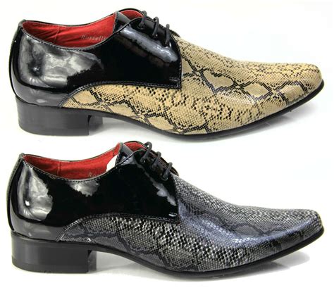 Mens Italian Designer Dress Shoes Snakeskin Pointed Leather Lined