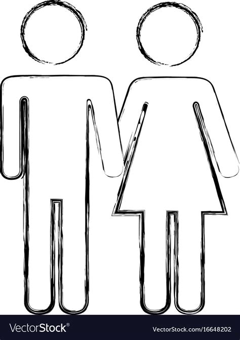 Couple Gender Silhouette Isolated Icon Royalty Free Vector