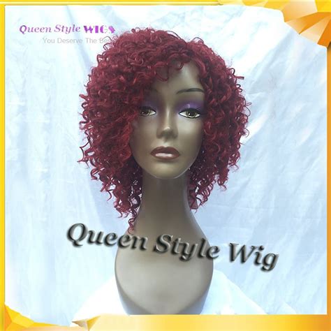 Hot Sale Synthetic Short Kinky Curly Hair Wig Dark Red Burgundy Color Afro Fluffy Wave African