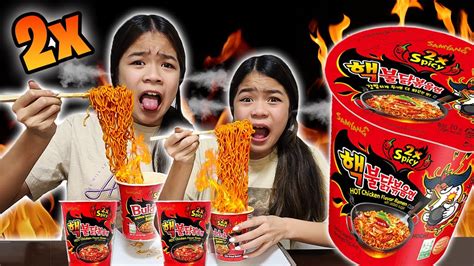 2x Spicy Noodle Race Samyang Nuclear Fire Noodle Challenge Youtube