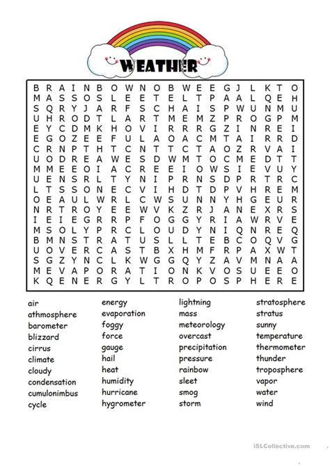 Weather Word Search Printable Word Search Printable