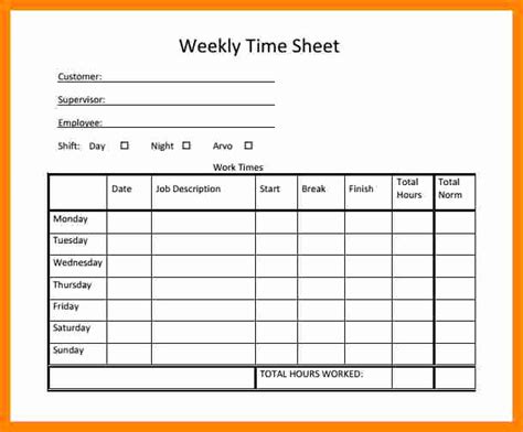 Free Online Printable Time Sheets Of Printable Weekly Timesheets