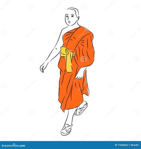 Buddhist Monk Vector Freehand Drawing Stock Vector Illustration Of