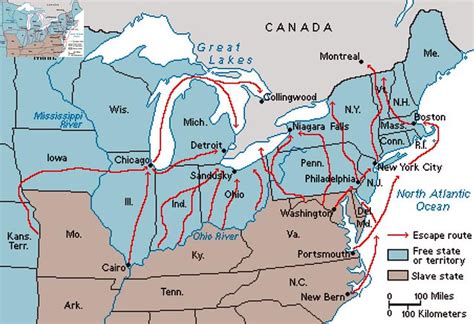 Underground Railroad Map Map Showing Routes Of The Underground