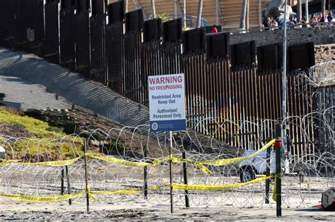 Restricted Area Along The Usa Mexico Border Wall At Imperial Beach