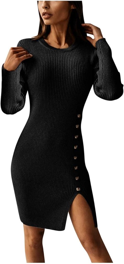 bodycon knitted sweater dress women stretchy long sleeve sexy off shoulder black white basic