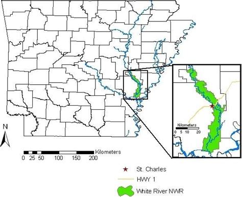 Location Of The White River National Wildlife Refuge In Arkansas