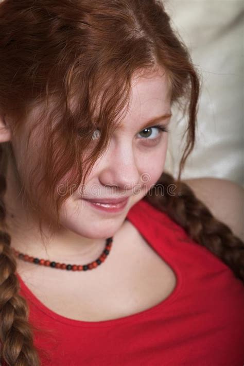 Lovely Redhead Girl With Long Braids Stock Image Image Of Freshness