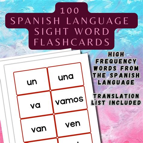 Printable Spanish Sight Word Flashcards Palabras De Alta Frecuencia En