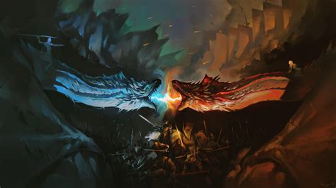 Fire And Ice Dragon Wallpapers Wallpaper Cave
