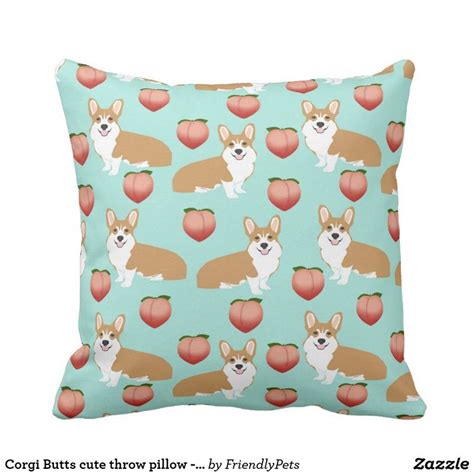 Corgi Butts Cute Throw Pillow Peach Emoji Throw Pillows Pillows Decorative