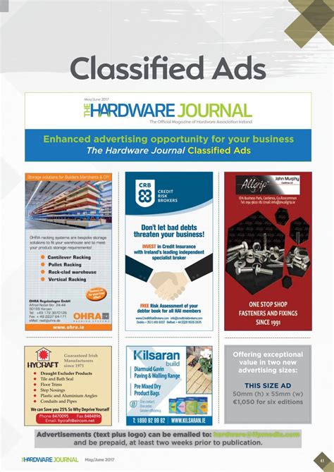 Classified Ads The Hardware Journal