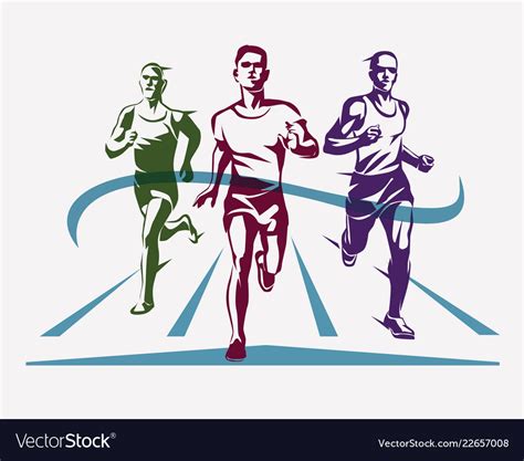 Running Athletes Symbol Sport And Competition Vector Image