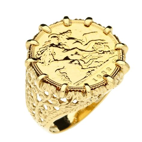 Yellow Gold 1982 Half Sovereign Coin Mounted Ring Miltons Diamonds