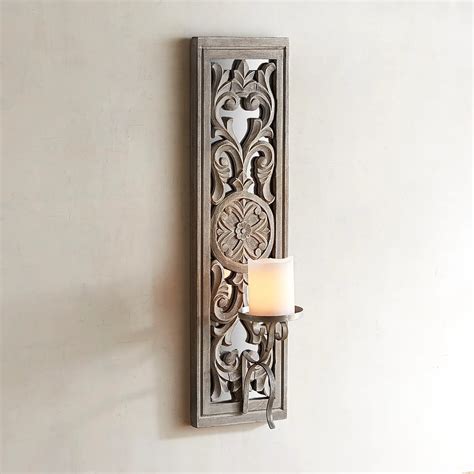 Carved White Wood Candle Holder Wall Sconce In 2020 Wall Candle