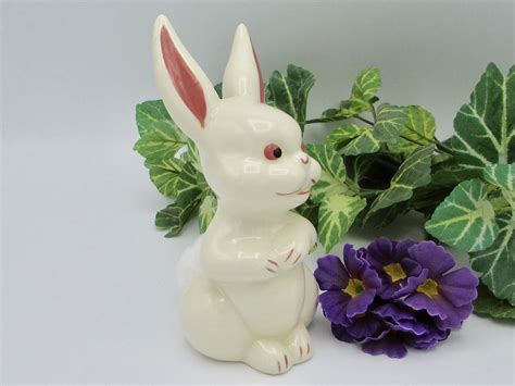 Bunny Cotton Ball Holder Vintage Mid Century Collectible Etsy