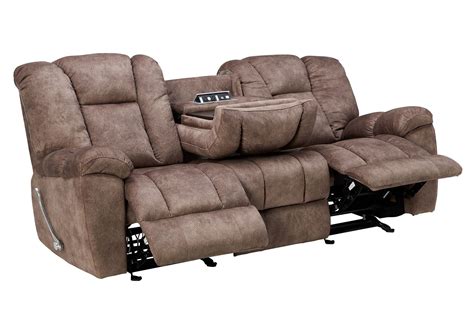 Boyne Coffee Reclining Glider Sofa With Drop Down Table