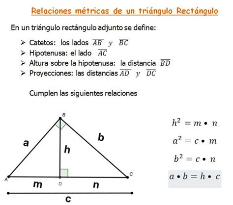 Teorema De Pitágoras Relaciones Métricas En Los Triángulos Rectángulos