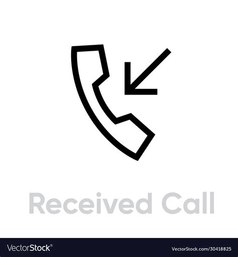 Received Phone Call Icon Editable Line Royalty Free Vector