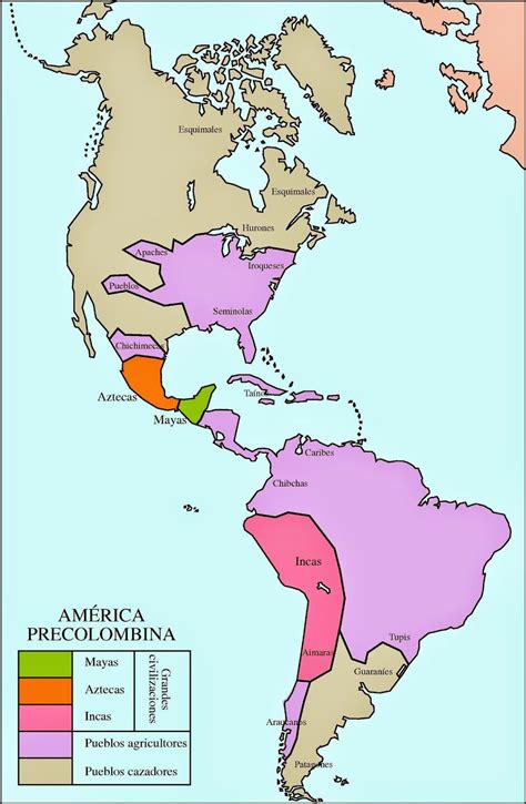 Mapa De Los Pueblos Y Civilizaciones Precolombinas America Pinterest