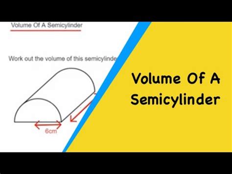 In this case, you'll find the area by multiplying the two diagonals together and dividing by two. Semicylinder Volume. How Do You Find The Volume Of A ...