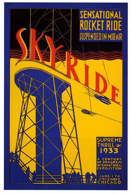 Vintage Poster Skyride Amusement Park Ride At Chicago