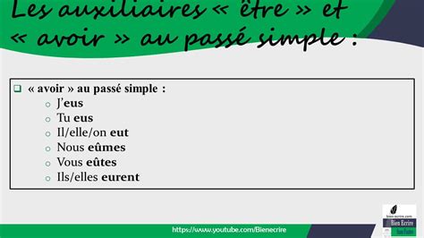 Comment Conjuguer Le Passé Simple Bien écrire