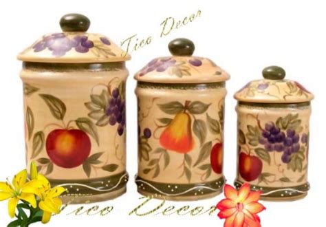 Tuscan Canister Sets 3pc Canister Set Tuscany Grape Fruit Wine Decor